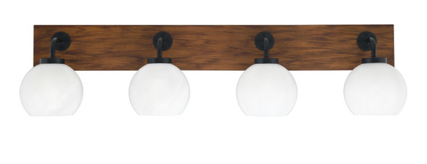 Toltec Lighting - 1774-MBWG-4101 - Four Light Bath Bar - Oxbridge - Matte Black & Painted Wood-look Metal