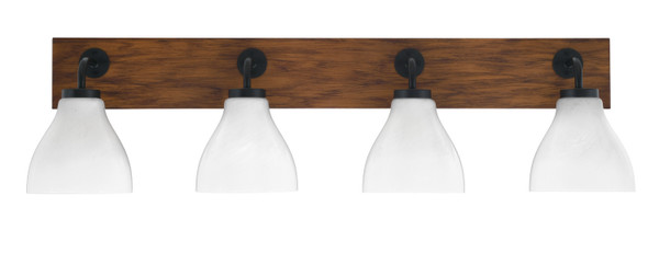 Toltec Lighting - 1774-MBWG-4761 - Four Light Bath Bar - Oxbridge - Matte Black & Painted Wood-look Metal
