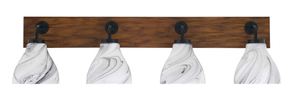Toltec Lighting - 1774-MBWG-4769 - Four Light Bath Bar - Oxbridge - Matte Black & Painted Wood-look Metal