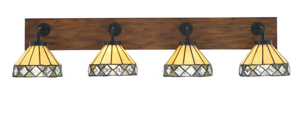 Toltec Lighting - 1774-MBWG-9405 - Four Light Bath Bar - Oxbridge - Matte Black & Painted Wood-look Metal