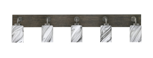 Toltec Lighting - 1775-GPDW-3009 - Five Light Bath Bar - Oxbridge - Graphite & Painted Distressed Wood-look Metal