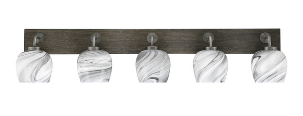 Toltec Lighting - 1775-GPDW-4819 - Five Light Bath Bar - Oxbridge - Graphite & Painted Distressed Wood-look Metal