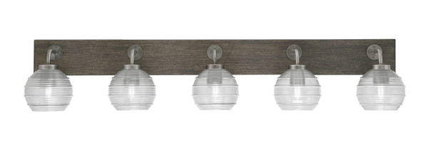 Toltec Lighting - 1775-GPDW-5110 - Five Light Bath Bar - Oxbridge - Graphite & Painted Distressed Wood-look Metal