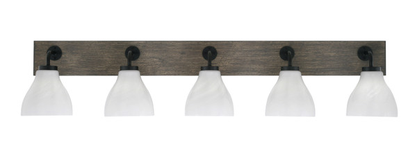 Toltec Lighting - 1775-MBDW-4761 - Five Light Bath Bar - Oxbridge - Matte Black & Painted Distressed Wood-look Metal