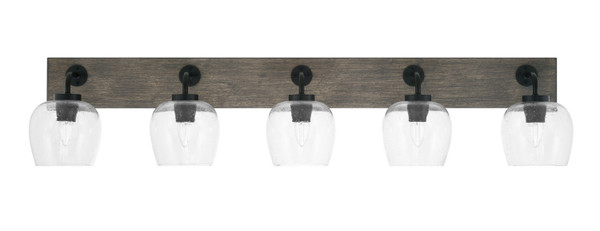 Toltec Lighting - 1775-MBDW-4810 - Five Light Bath Bar - Oxbridge - Matte Black & Painted Distressed Wood-look Metal
