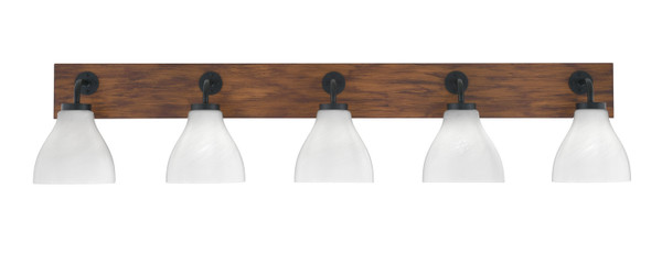 Toltec Lighting - 1775-MBWG-4761 - Five Light Bath Bar - Oxbridge - Matte Black & Painted Wood-look Metal