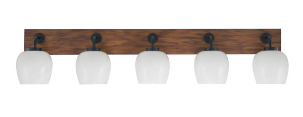 Toltec Lighting - 1775-MBWG-4811 - Five Light Bath Bar - Oxbridge - Matte Black & Painted Wood-look Metal
