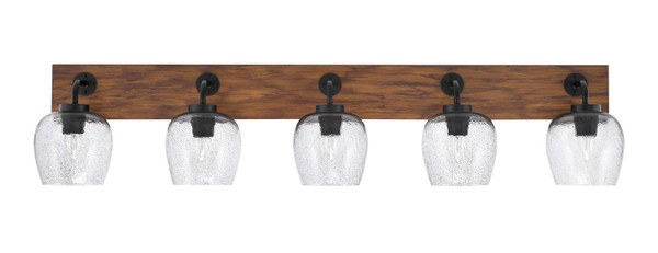 Toltec Lighting - 1775-MBWG-4812 - Five Light Bath Bar - Oxbridge - Matte Black & Painted Wood-look Metal