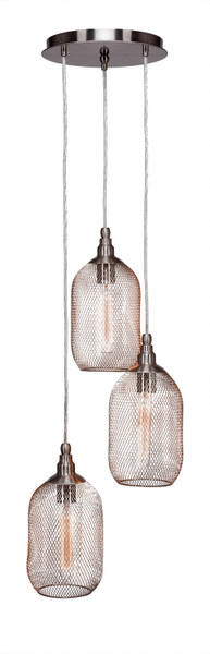 Toltec Lighting - 1818-BN-1804-AT9S - Three Light Cluster Pendalier - Plexus - Brushed Nickel