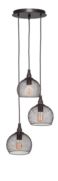 Toltec Lighting - 1818-BRZ-1802-AT14 - Three Light Cluster Pendalier - Plexus - Bronze