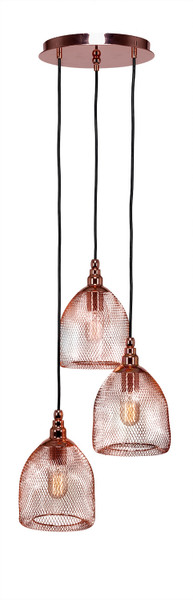 Toltec Lighting - 1818-CP-1803-AT14 - Three Light Cluster Pendalier - Plexus - Copper