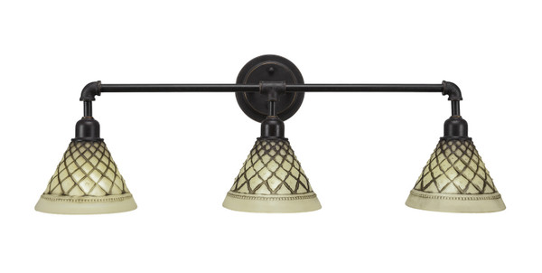 Toltec Lighting - 183-DG-7185 - Three Light Bath Bar - Vintage - Dark Granite