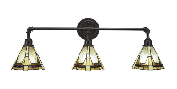Toltec Lighting - 183-DG-9345 - Three Light Bath Bar - Vintage - Dark Granite