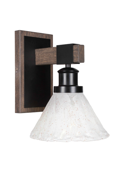 Toltec Lighting - 1841-MBDW-7195 - One Light Wall Sconce - Tacoma - Matte Black & Painted Distressed Wood-look