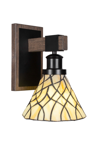 Toltec Lighting - 1841-MBDW-9115 - One Light Wall Sconce - Tacoma - Matte Black & Painted Distressed Wood-look