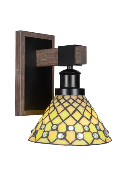 Toltec Lighting - 1841-MBDW-9415 - One Light Wall Sconce - Tacoma - Matte Black & Painted Distressed Wood-look