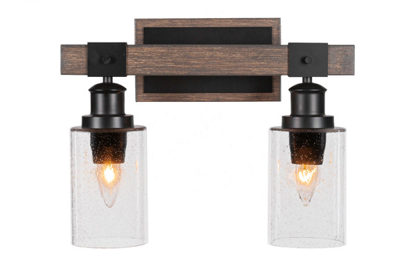 Toltec Lighting - 1842-MBDW-300 - Two Light Bath Bar - Tacoma - Matte Black & Painted Distressed Wood-look Metal