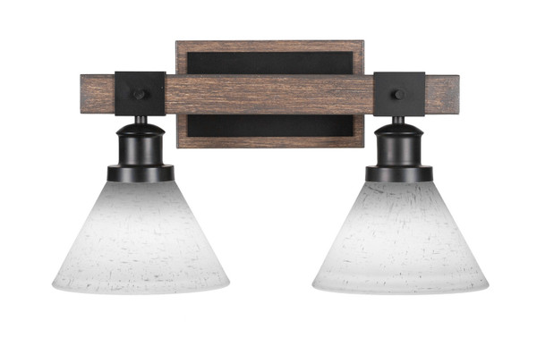 Toltec Lighting - 1842-MBDW-312 - Two Light Bath Bar - Tacoma - Matte Black & Painted Distressed Wood-look Metal