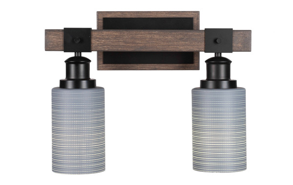 Toltec Lighting - 1842-MBDW-4062 - Two Light Bath Bar - Tacoma - Matte Black & Painted Distressed Wood-look Metal