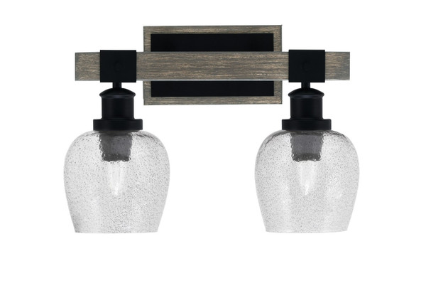 Toltec Lighting - 1842-MBDW-4812 - Two Light Bath Bar - Tacoma - Matte Black & Painted Distressed Wood-look Metal