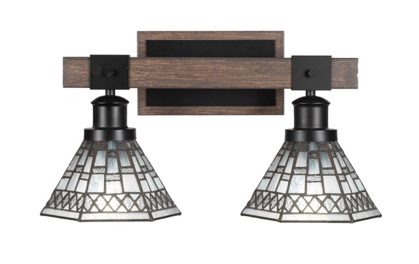 Toltec Lighting - 1842-MBDW-9105 - Two Light Bath Bar - Tacoma - Matte Black & Painted Distressed Wood-look Metal
