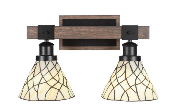 Toltec Lighting - 1842-MBDW-9115 - Two Light Bath Bar - Tacoma - Matte Black & Painted Distressed Wood-look Metal