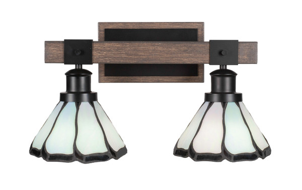 Toltec Lighting - 1842-MBDW-9125 - Two Light Bath Bar - Tacoma - Matte Black & Painted Distressed Wood-look Metal