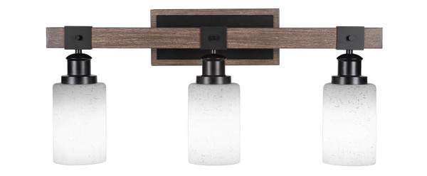Toltec Lighting - 1843-MBDW-310 - Three Light Bath Bar - Tacoma - Matte Black & Painted Distressed Wood-look Metal