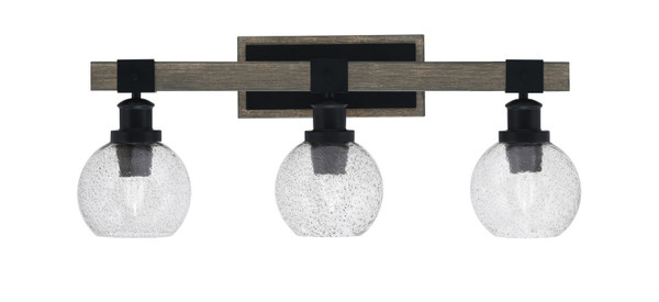 Toltec Lighting - 1843-MBDW-4102 - Three Light Bath Bar - Tacoma - Matte Black & Painted Distressed Wood-look Metal