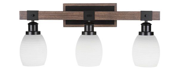 Toltec Lighting - 1843-MBDW-615 - Three Light Bath Bar - Tacoma - Matte Black & Painted Distressed Wood-look Metal
