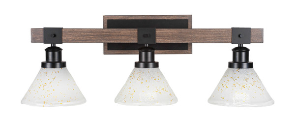 Toltec Lighting - 1843-MBDW-7145 - Three Light Bath Bar - Tacoma - Matte Black & Painted Distressed Wood-look Metal