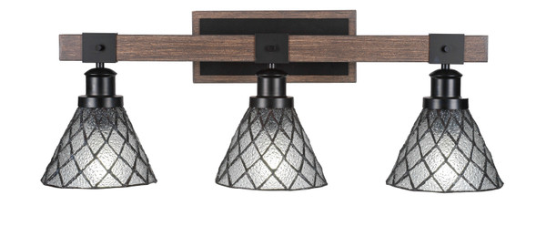 Toltec Lighting - 1843-MBDW-9185 - Three Light Bath Bar - Tacoma - Matte Black & Painted Distressed Wood-look Metal