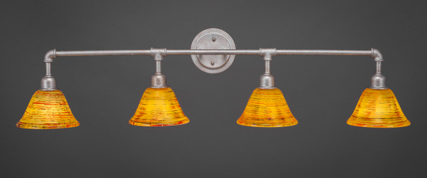 Toltec Lighting - 184-AS-454 - Four Light Bath Bar - Vintage - Aged Silver