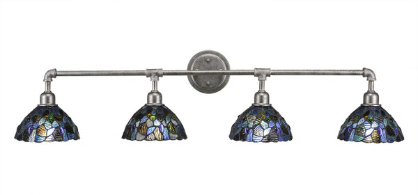 Toltec Lighting - 184-AS-9955 - Four Light Bath Bar - Vintage - Aged Silver