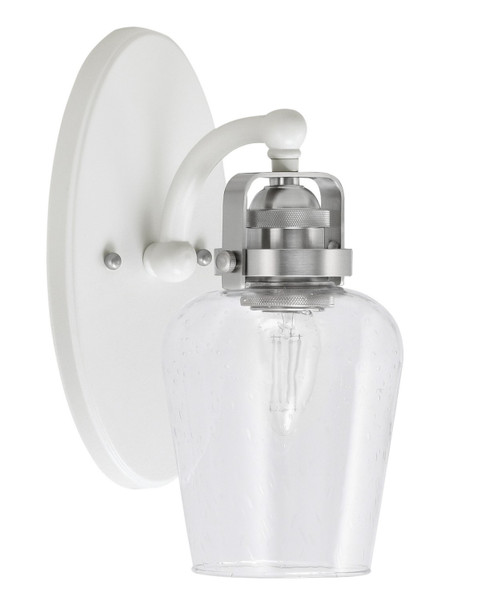 Toltec Lighting - 1931-WHBN-210 - One Light Wall Sconce - Easton - White & Brushed Nickel