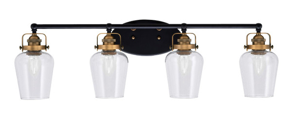 Toltec Lighting - 1934-MBBR-210 - Four Light Bath Bar - Easton - Matte Black & Brass