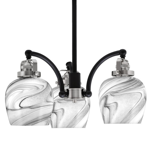 Toltec Lighting - 1943-MBBN-4819 - Three Light Chandelier - Easton - Matte Black & Brushed Nickel