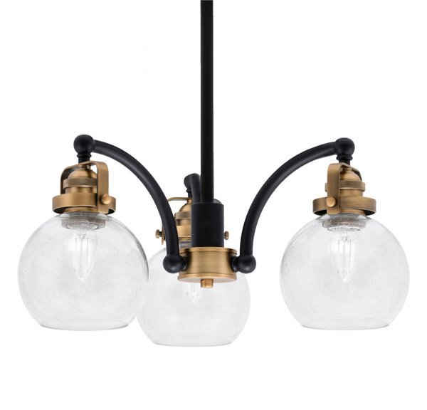 Toltec Lighting - 1943-MBBR-4100 - Three Light Chandelier - Easton - Matte Black & Brass