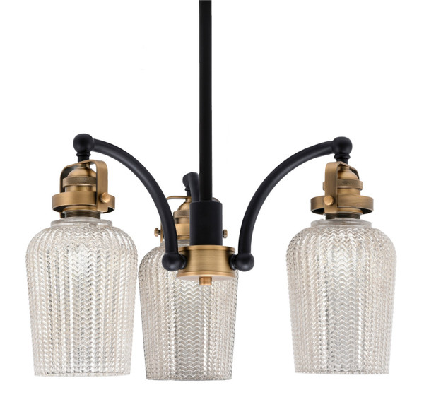 Toltec Lighting - 1943-MBBR-4253 - Three Light Chandelier - Easton - Matte Black & Brass