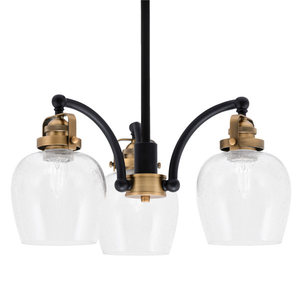 Toltec Lighting - 1943-MBBR-4810 - Three Light Chandelier - Easton - Matte Black & Brass