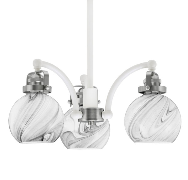 Toltec Lighting - 1943-WHBN-4109 - Three Light Chandelier - Easton - White & Brushed Nickel