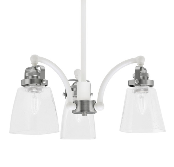 Toltec Lighting - 1943-WHBN-461 - Three Light Chandelier - Easton - White & Brushed Nickel