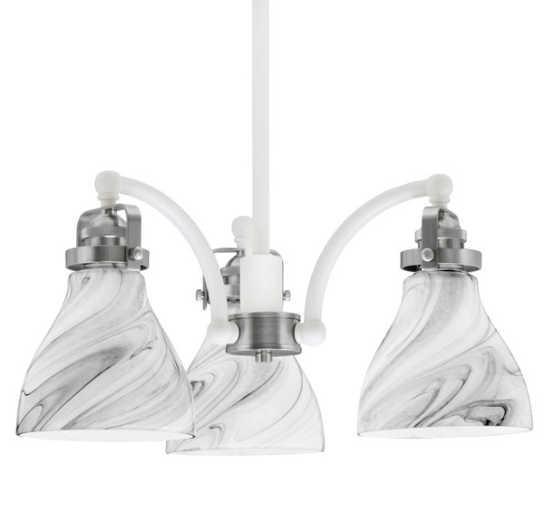 Toltec Lighting - 1943-WHBN-4769 - Three Light Chandelier - Easton - White & Brushed Nickel
