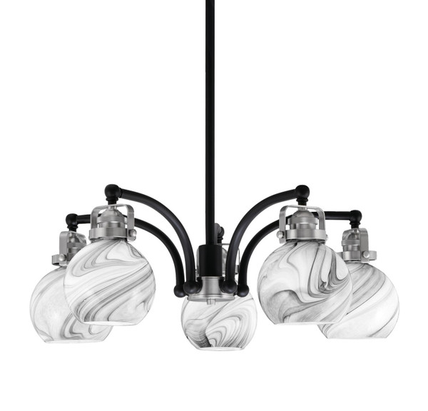 Toltec Lighting - 1945-MBBN-4109 - Five Light Chandelier - Easton - Matte Black & Brushed Nickel