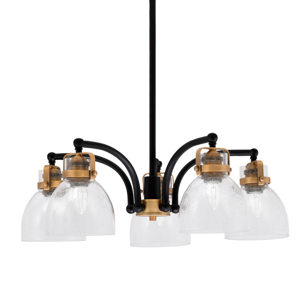 Toltec Lighting - 1945-MBBR-4110 - Five Light Chandelier - Easton - Matte Black & Brass
