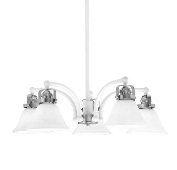 Toltec Lighting - 1945-WHBN-311 - Five Light Chandelier - Easton - White & Brushed Nickel