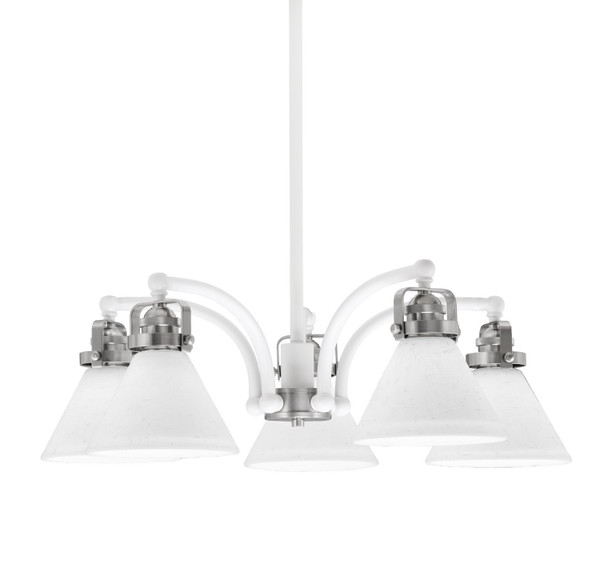 Toltec Lighting - 1945-WHBN-312 - Five Light Chandelier - Easton - White & Brushed Nickel