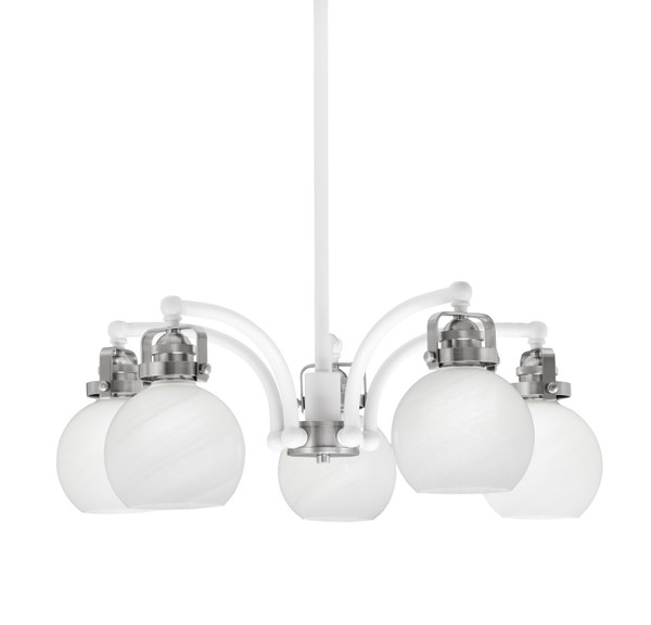 Toltec Lighting - 1945-WHBN-4101 - Five Light Chandelier - Easton - White & Brushed Nickel