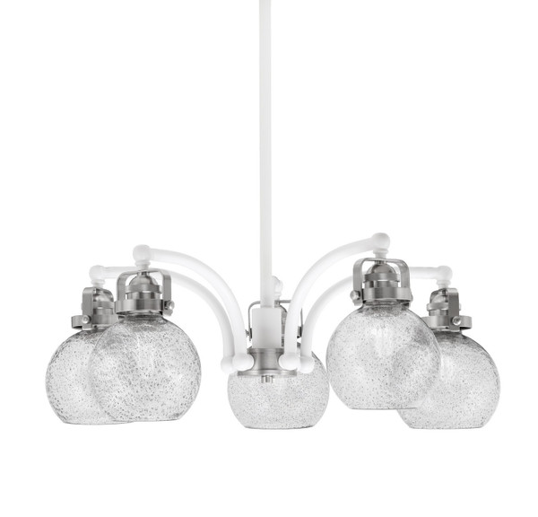 Toltec Lighting - 1945-WHBN-4102 - Five Light Chandelier - Easton - White & Brushed Nickel