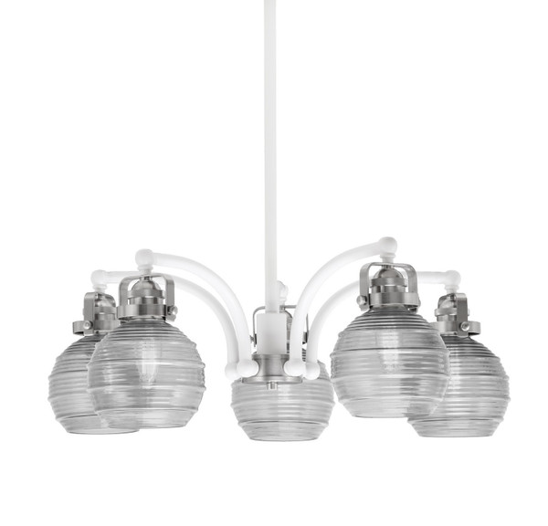 Toltec Lighting - 1945-WHBN-5110 - Five Light Chandelier - Easton - White & Brushed Nickel